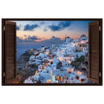 Ventana 3d vinilo santorini grecia